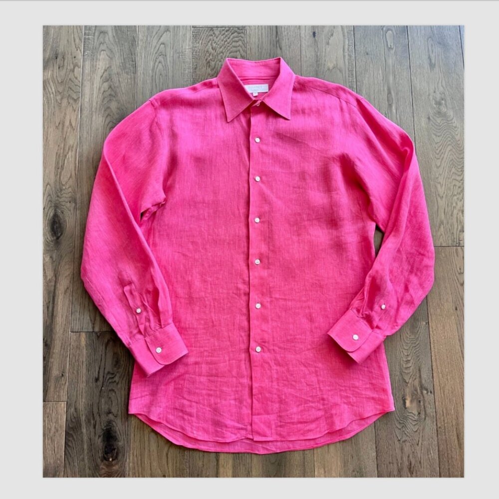 Men's Long-Sleeve Dress Shirt in Bright Pink